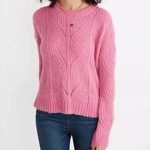 Madewell Pink Cable Knit Sweater